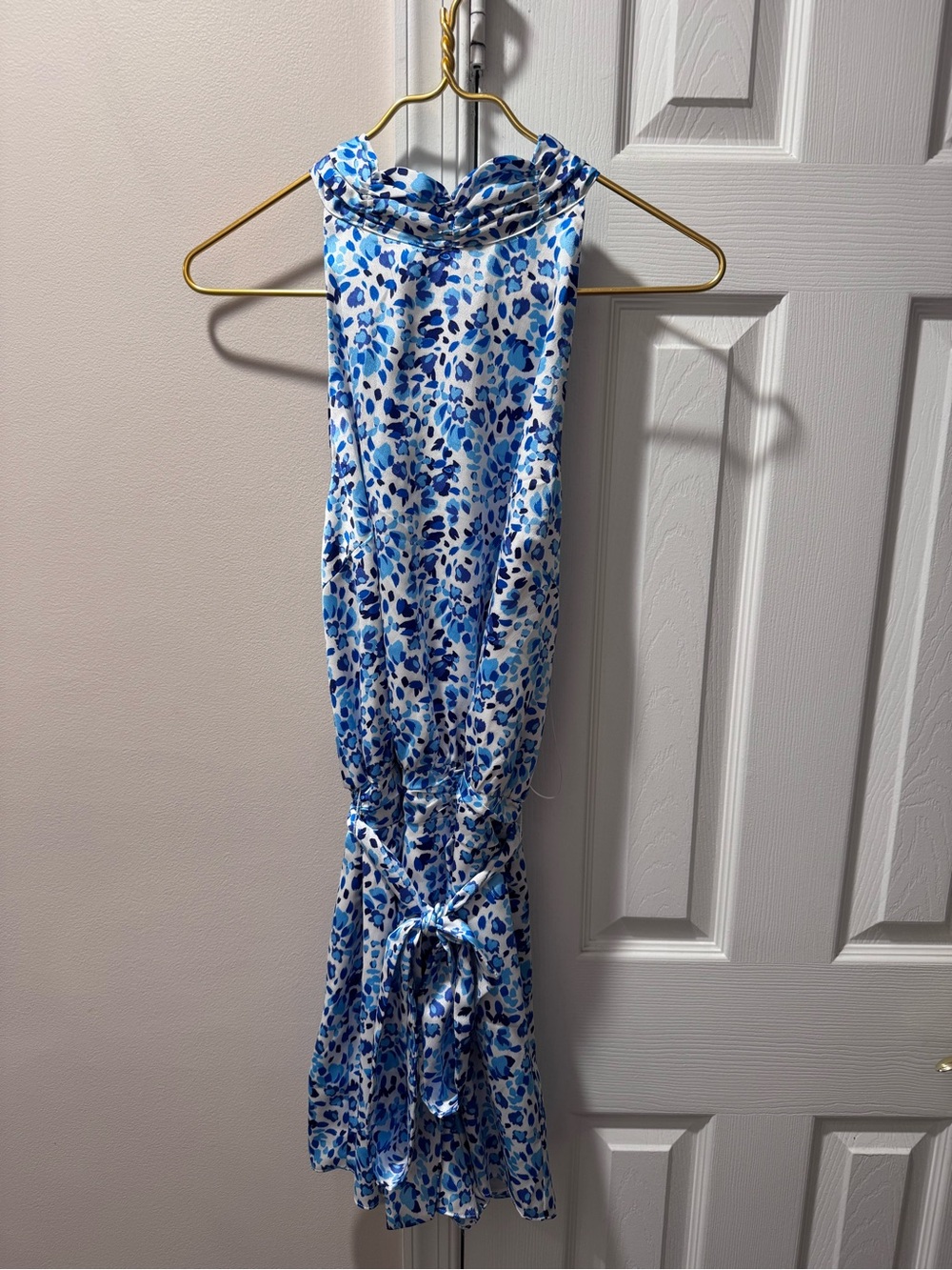 NWT Sugar Lips Danae Blue Print Halter Romper Large
